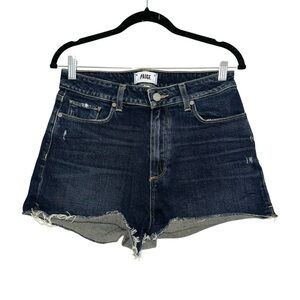 Paige Margot Short Dark Wash Cut Out Raw Hem Denim High Rise Shorts 29